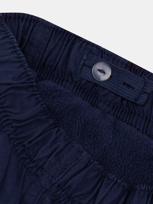 Navy Fleece Lined Cotton Mix Trousers