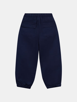 Navy Fleece Lined Cotton Mix Trousers