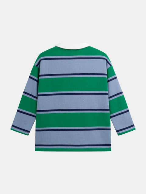 Green & Blue Stripe Cotton Polo Shirt