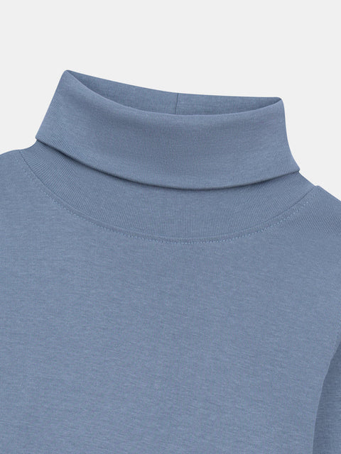 Blue Cotton Polo Neck