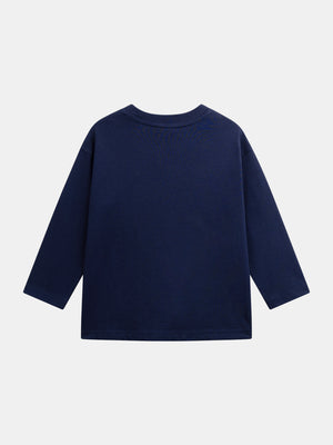 Navy Dog Print Cotton T-Shirt