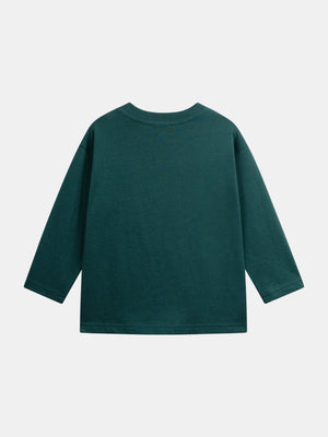 Green Wolf Print Cotton T-shirt