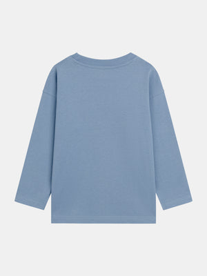 Blue Dog Print Cotton T-shirt