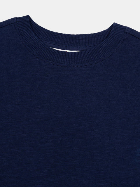 Basic Navy Long Sleeved Cotton T-shirt