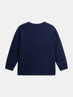 Basic Navy Long Sleeved Cotton T-shirt