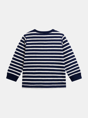 Navy & White Stripe Cotton T-shirt