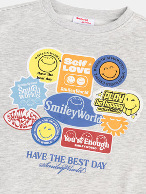 Grey Smiley Cotton Fleece Sweatshirt