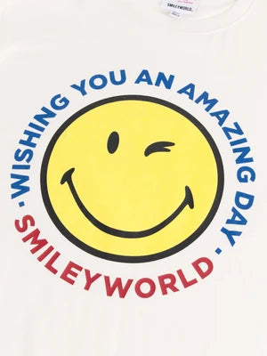 Off White Smiley Face Cotton T-shirt