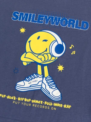 Blue Glow In The Dark Smiley Face Cotton T-shirt