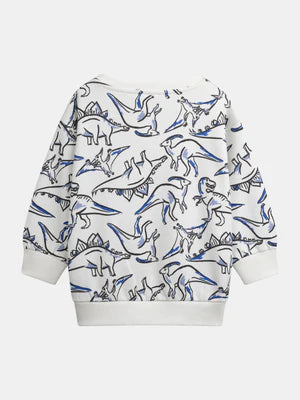 Off White Dinosaur Print Cotton Sweatshirt