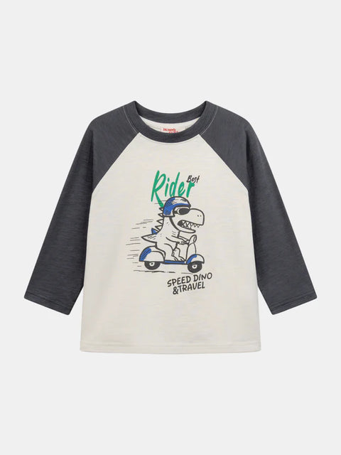 Off White Dinosaur Print Cotton T-shirt