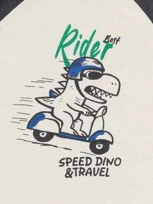 Off White Dinosaur Print Cotton T-shirt