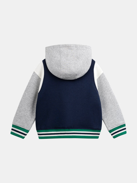 Navy & Grey Cotton Fleece Hoodie