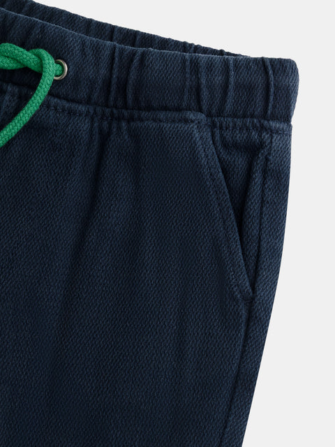 Navy Elasticated Waist Cotton Twill Trousers