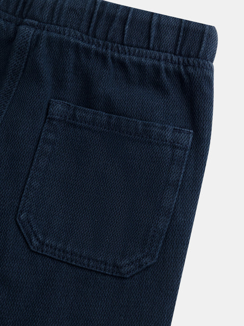 Navy Elasticated Waist Cotton Twill Trousers