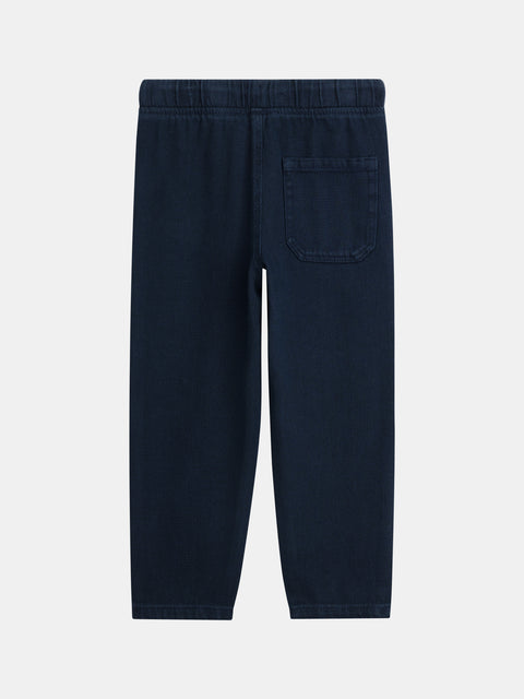 Navy Elasticated Waist Cotton Twill Trousers