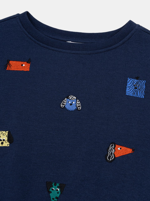 Navy Cotton Fleece Sweatshirt