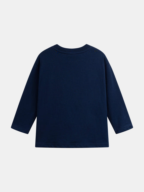 Navy Dog Print Cotton T-shirt