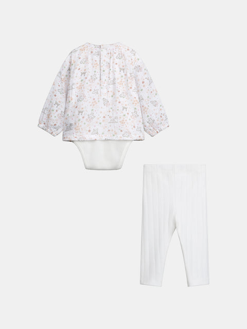 Newborn Printed Cotton Gauze Top With Leggings