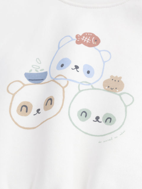 Newborn Print Cotton Fleece Sweatshirt With Matching Blue Ribbed Leggings