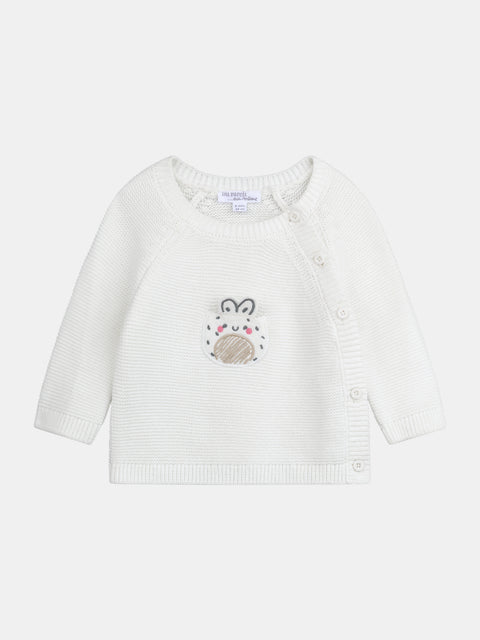 Newborn White Cotton Crossover Cardigan