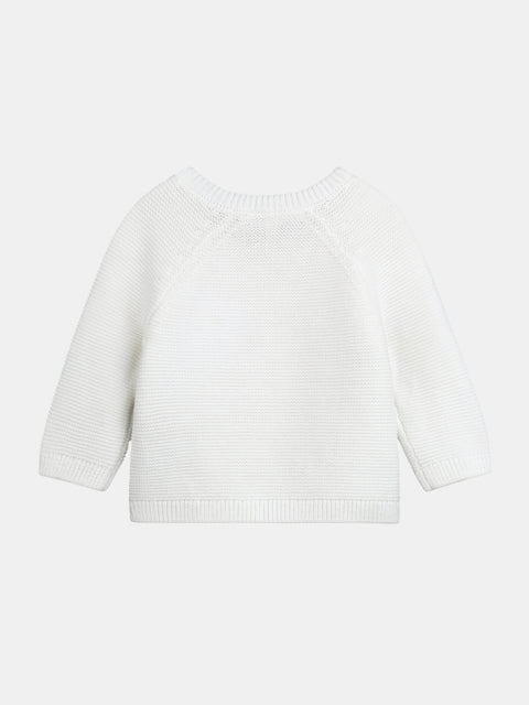 Newborn White Cotton Crossover Cardigan