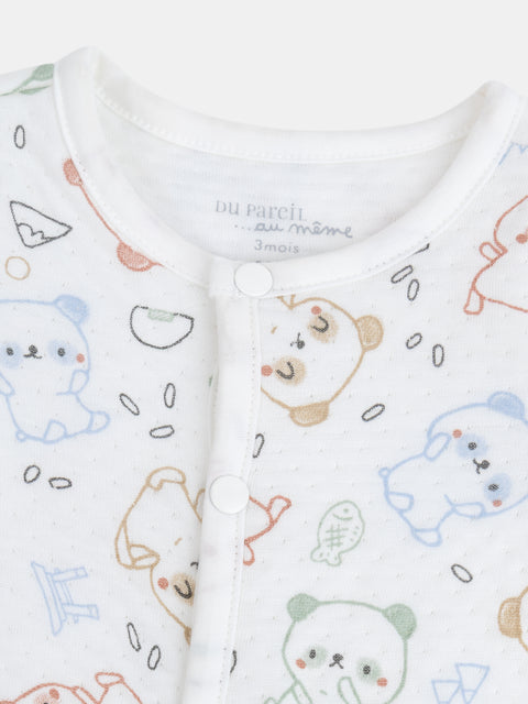 Printed White Newborn Cotton Rich Sleepsuit