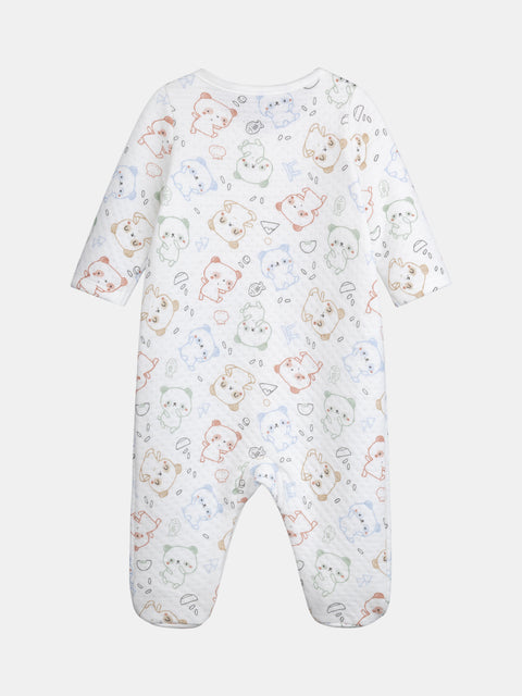 Printed White Newborn Cotton Rich Sleepsuit
