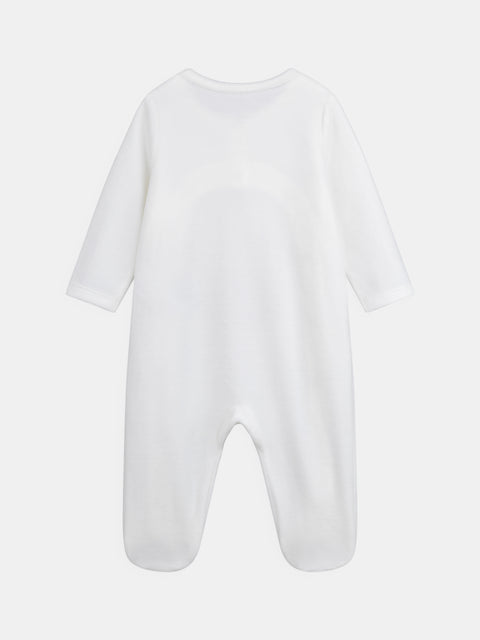 Newborn Cat Applique Velour Sleepsuit