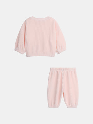 Newborn Pink Velour Leisure Suit