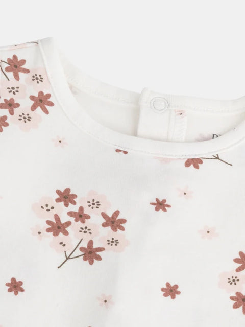 Newborn Pink Dungarees With Matching Floral Print Bodysuit
