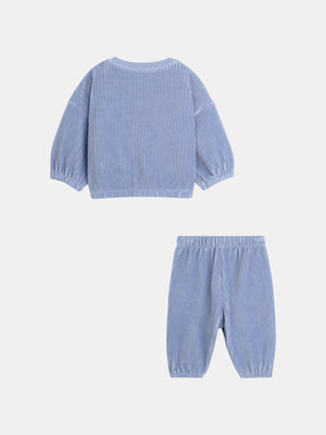 Blue Newborn Velour Leisure Suit