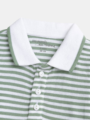Newborn Striped Cotton Bodysuit With Matching Dungarees