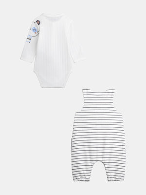 Newborn Navy Stripe Dungarees With Bodysuit