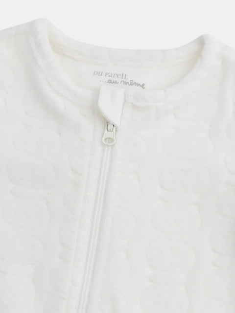 Newborn Self Patterend Velour Sleepsuit