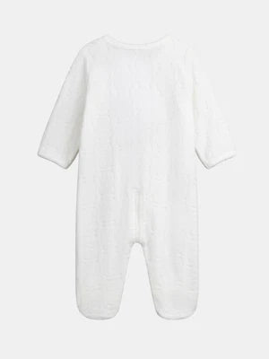 Newborn Self Patterend Velour Sleepsuit