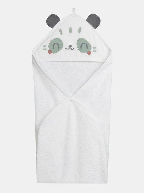 Off White Cotton Bath Towel With Hood