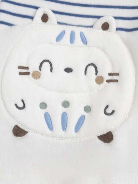 Newborn Striped Velour Sleepsuit