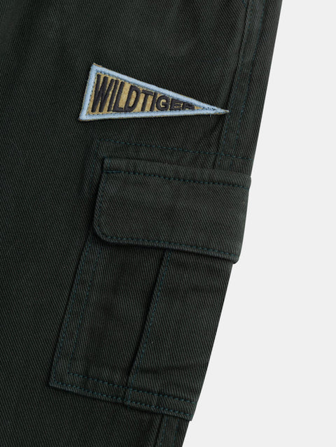 Green Cotton Twill Cargo Pants