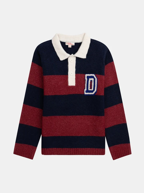 Navy & Red Stripe Polo Shirt Jumper