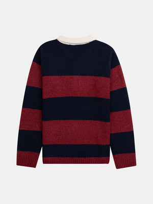 Navy & Red Stripe Polo Shirt Jumper