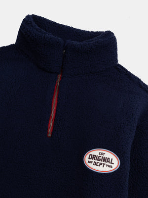Navy Sherpa Half Zip Sweatshirt
