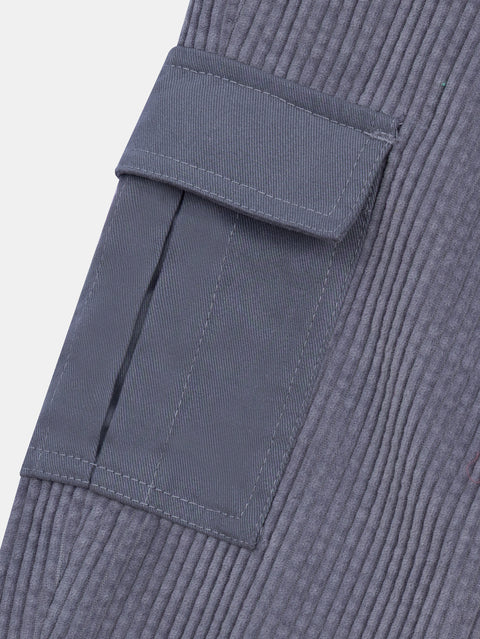 Grey Micropolar Lined Corduroy Trousers