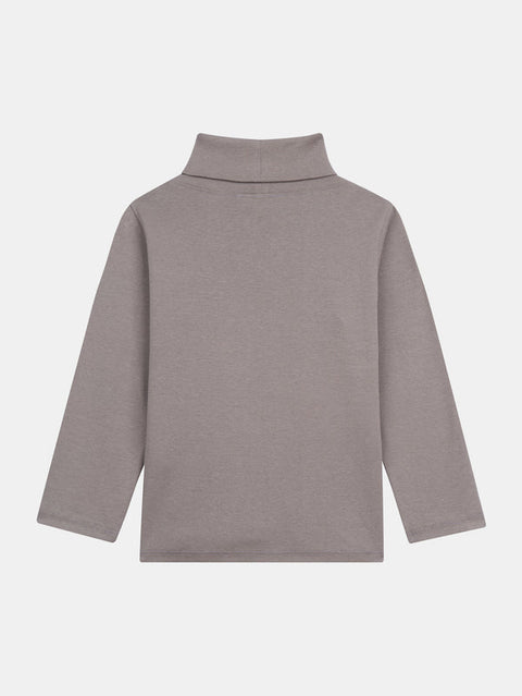 Taupe Yeti Print Cotton Polo Neck
