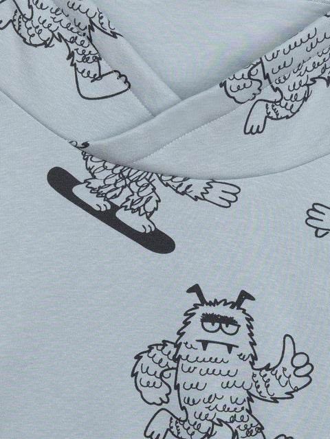 Green Skateboarding Yeti Print Funnel Neck Sweatshirt