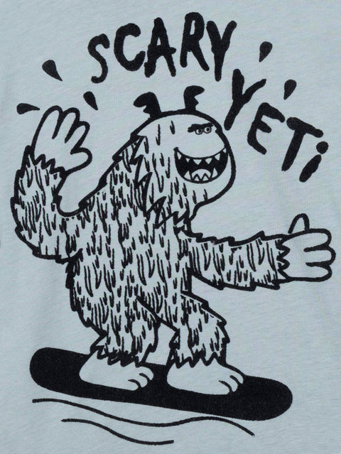 Green Snowboarding Yeti Print Cotton t-shirt