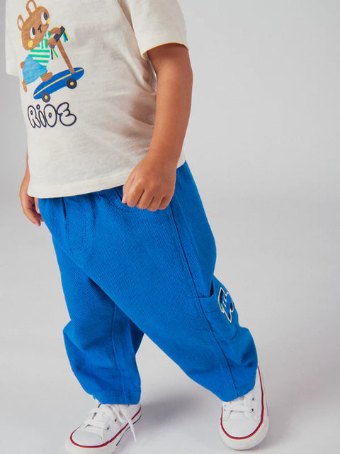 Blue Cotton Twill Cargo Trousers