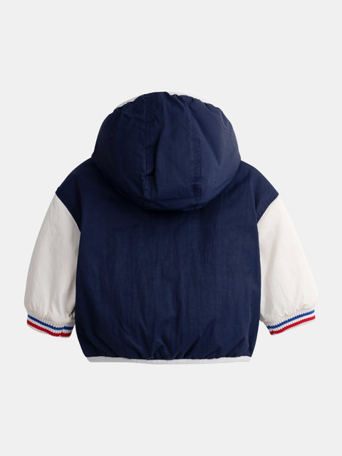 Navy Hooded Baseball Style Jacket