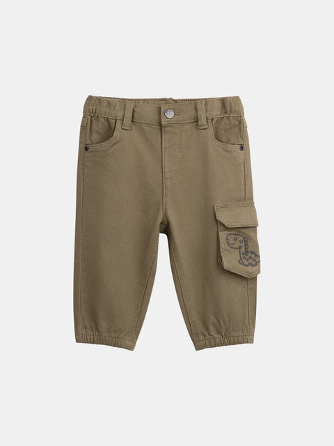 Beige Cotton Cargo Trousers