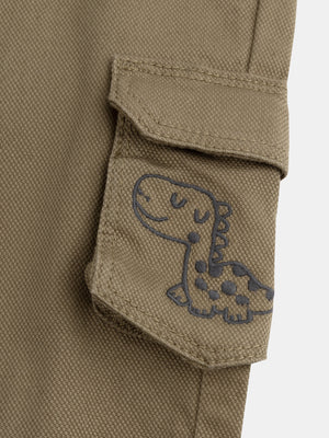 Beige Cotton Cargo Trousers